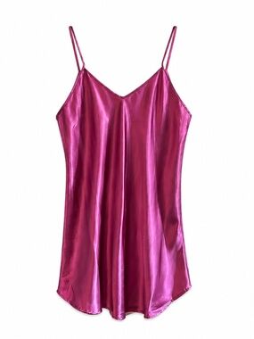 Serena Vintage Fuchsia Satin Bias-Cut Teddy – Size Small EUC
